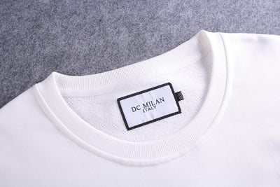 Lucchi Italy Embroidery White Cotton Sweatshirt With Big Logo