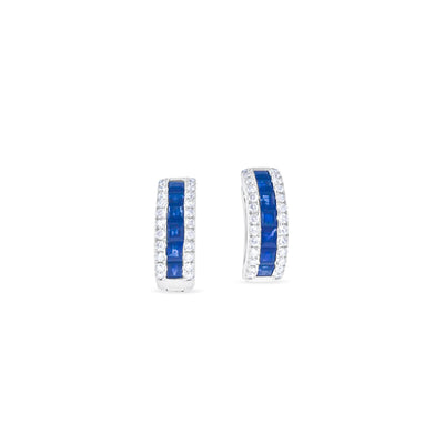 Lucchi Italy 18k White Gold with Blue Sapphire and Diamonds - Earring Style 22