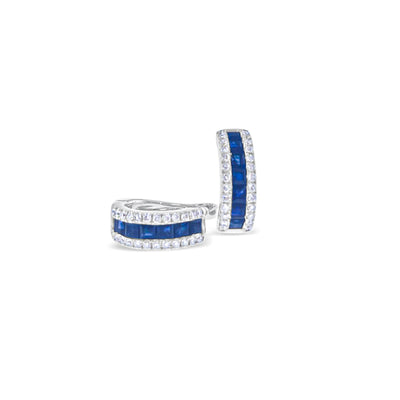 Lucchi Italy 18k White Gold with Blue Sapphire and Diamonds - Earring Style 22