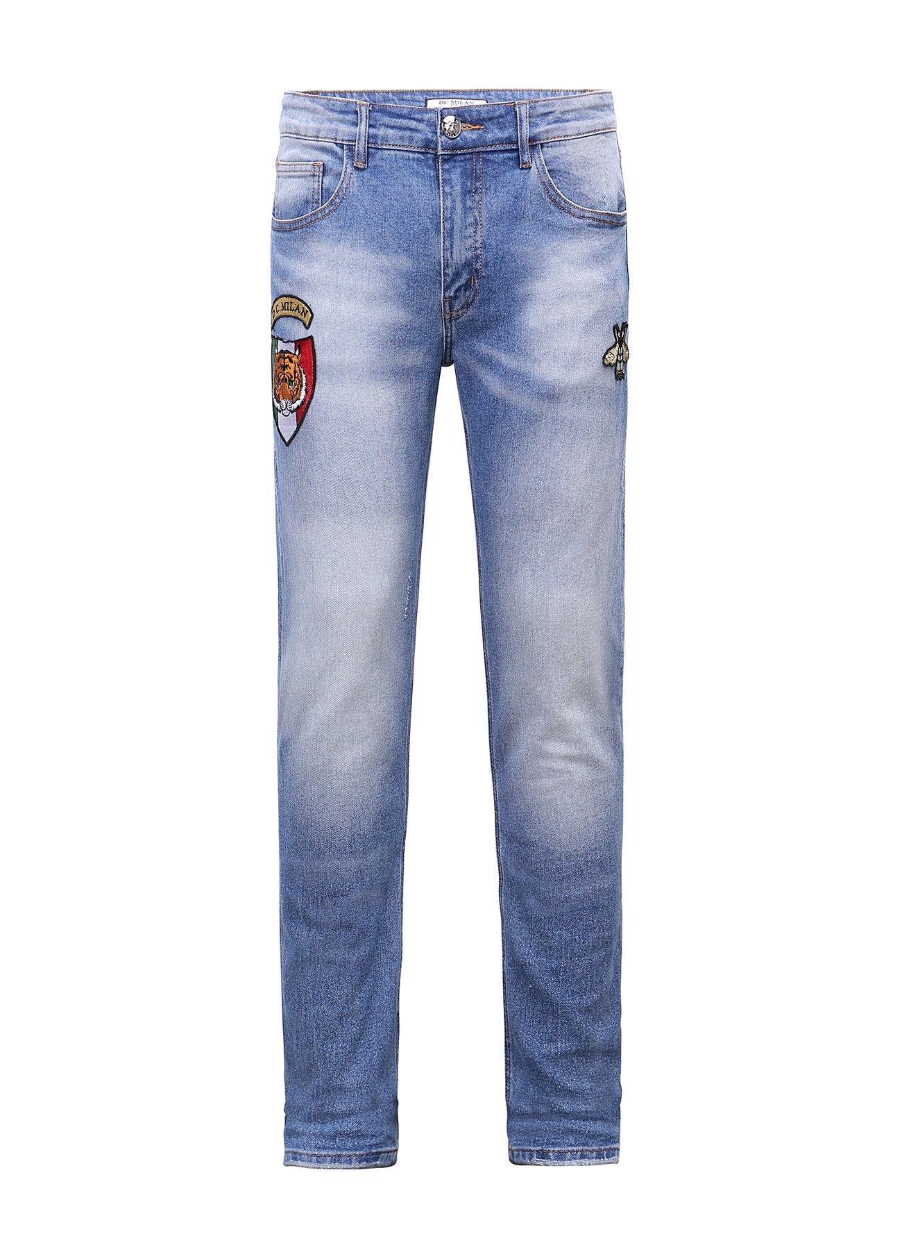 Lucchi Italy Light Blue Slim-Fit Jeans With 2 Logos