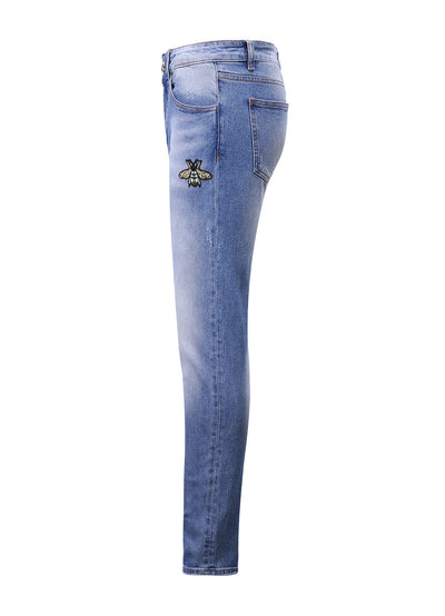 Lucchi Italy Light Blue Slim-Fit Jeans With 2 Logos