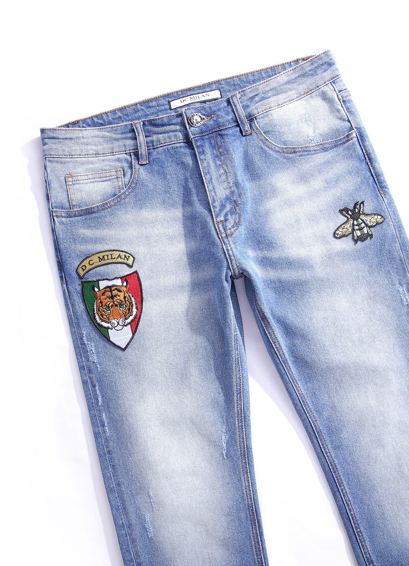 Lucchi Italy Light Blue Slim-Fit Jeans With 2 Logos