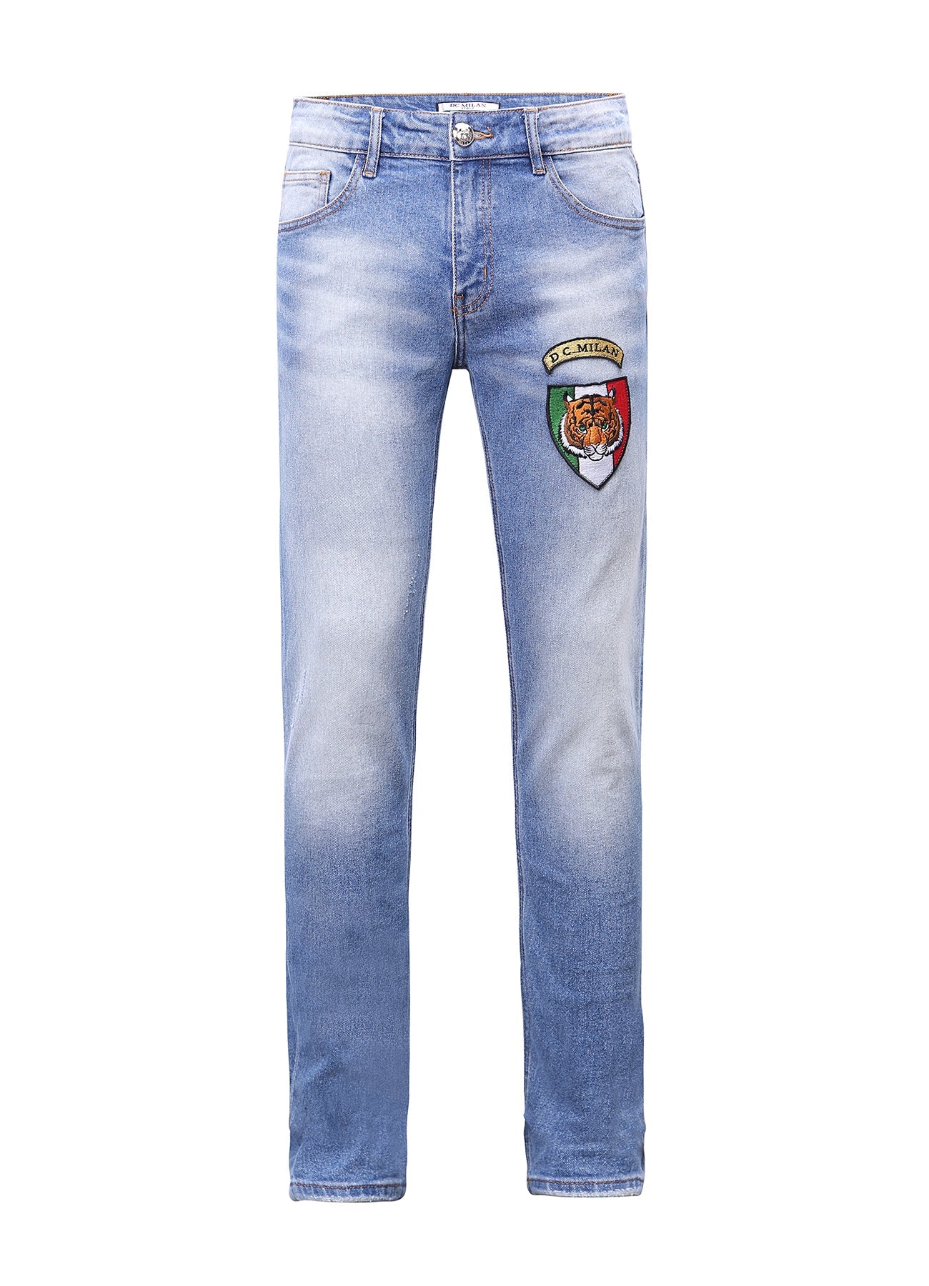 Lucchi Italy Light Blue Slim-Fit Jeans With 1 Logo