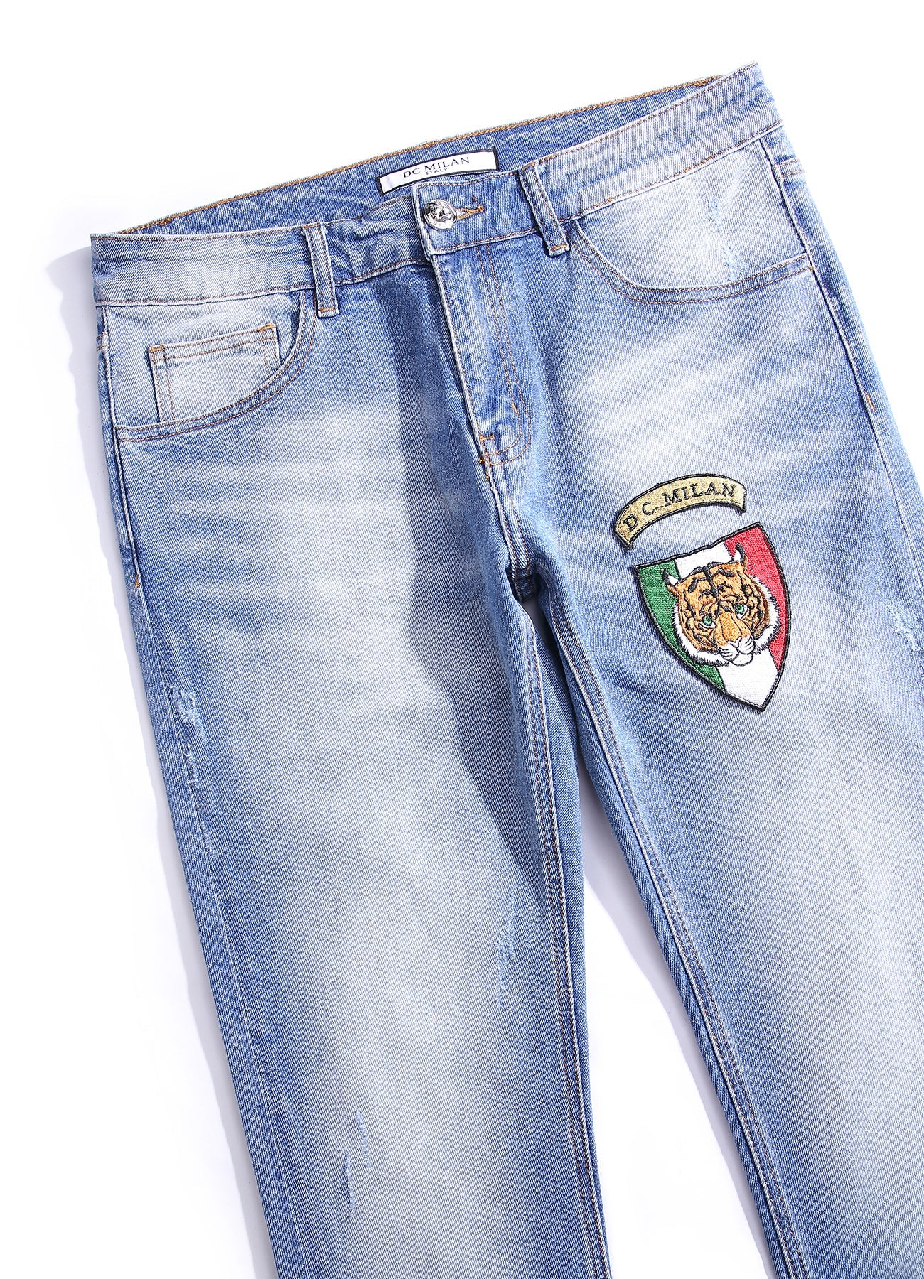Lucchi Italy Light Blue Slim-Fit Jeans With 1 Logo