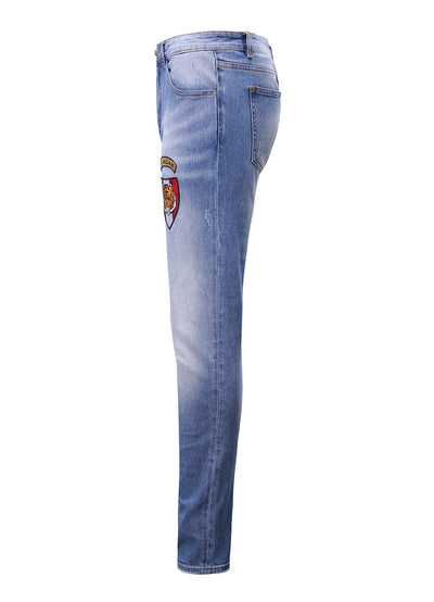 Lucchi Italy Light Blue Slim-Fit Jeans With 1 Logo