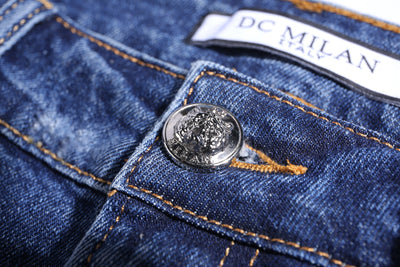 Lucchi Italy Medium Blue Slim-Fit Jeans With 4 Logos