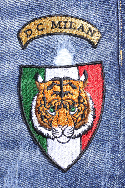 Lucchi Italy Medium Blue Slim-Fit Jeans With 4 Logos