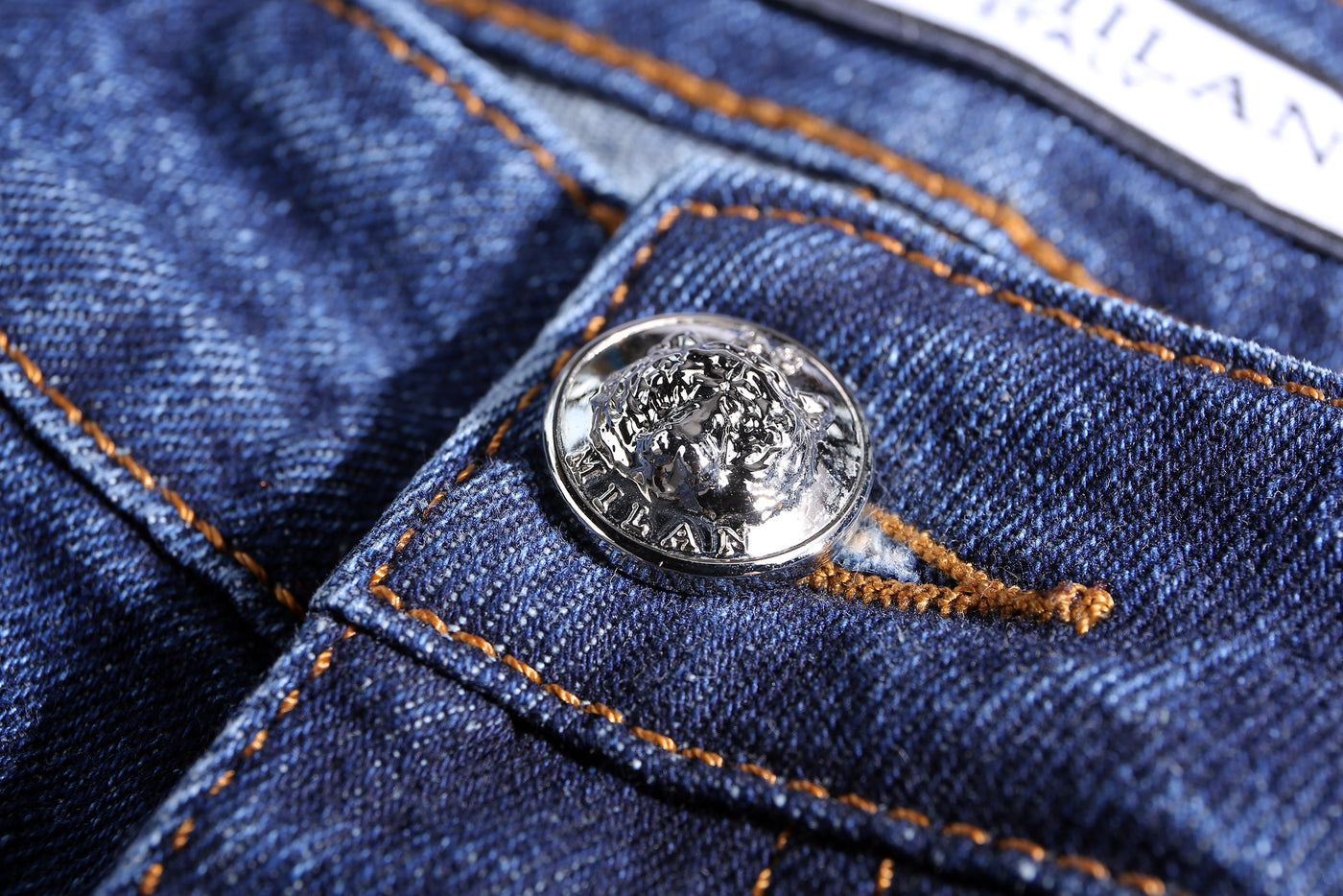 Lucchi Italy Medium Blue Slim-Fit Jeans With 2 Logos