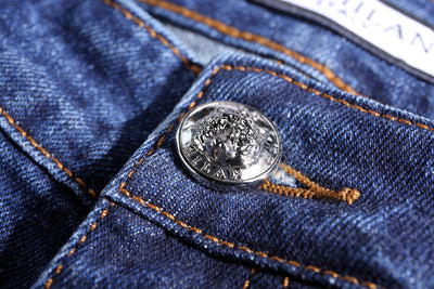Lucchi Italy Medium Blue Slim-Fit Jeans With 2 Logos