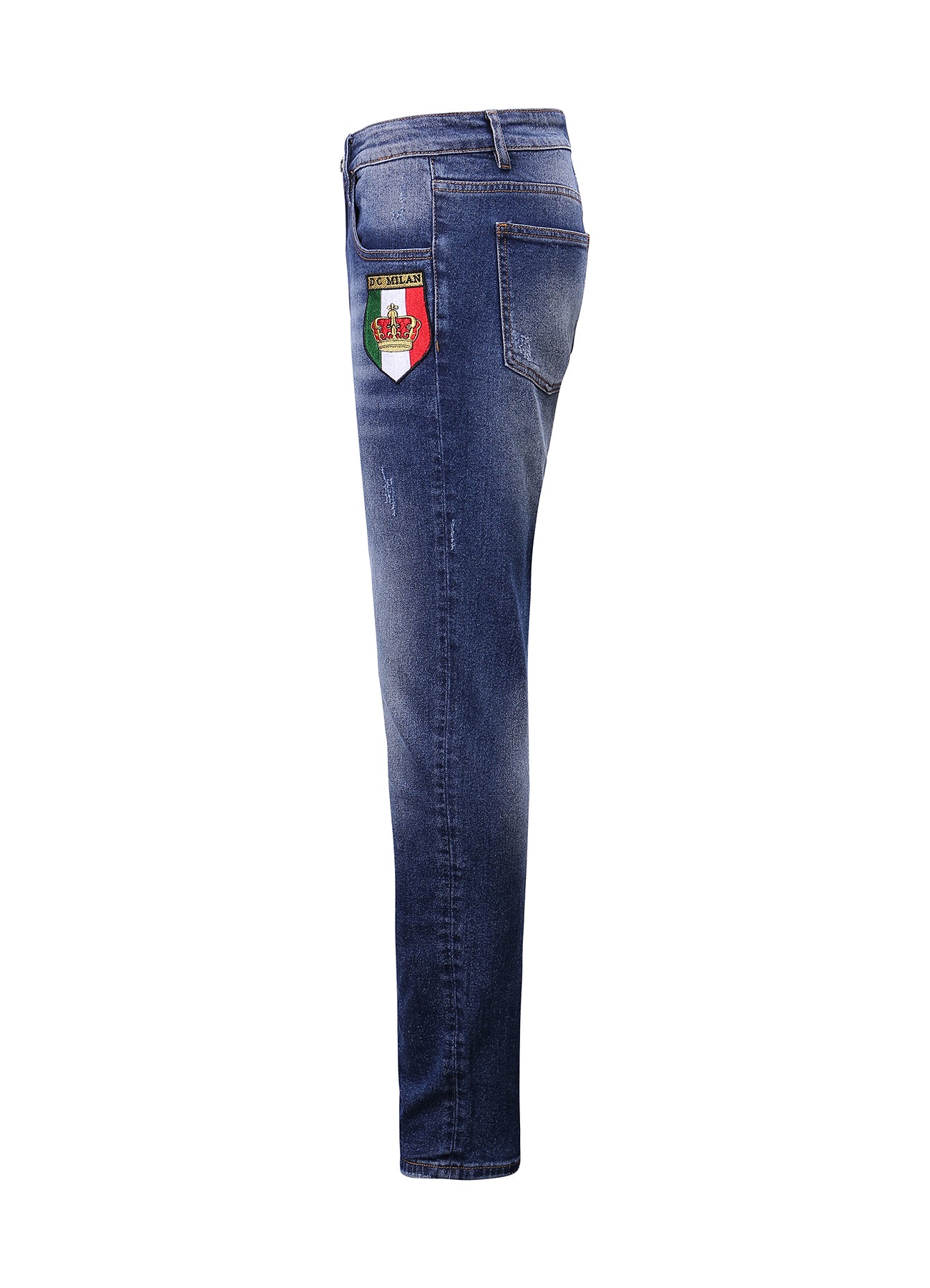 Lucchi Italy Medium Blue Slim-Fit Jeans With 2 Logos
