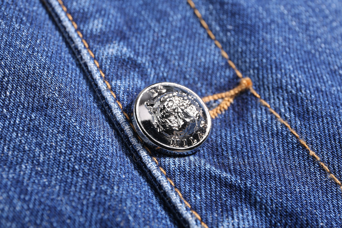 Lucchi Italy Embroidered Dark Blue Denim Jacket With Faux Fur