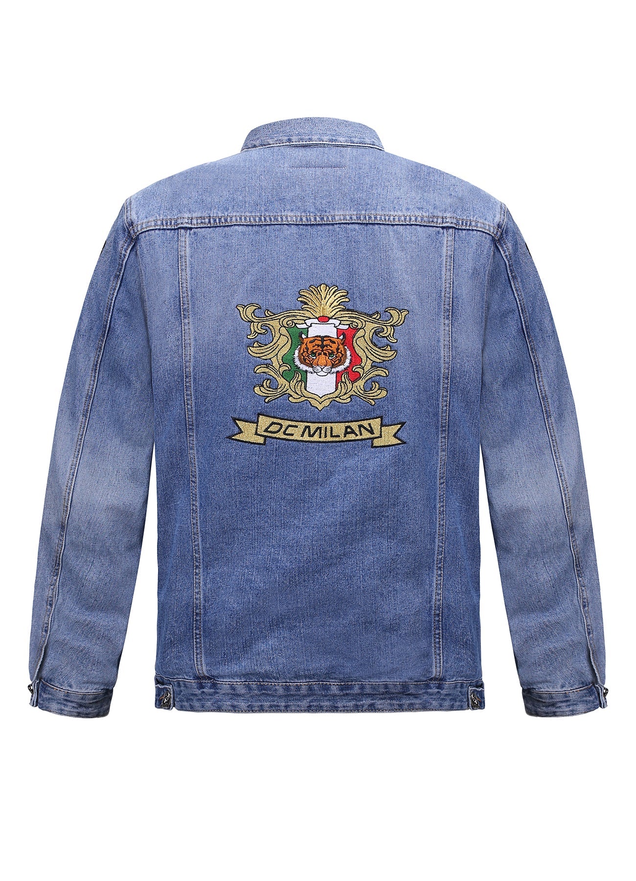 Lucchi Italy Embroidered Medium Blue Classic Denim Jacket