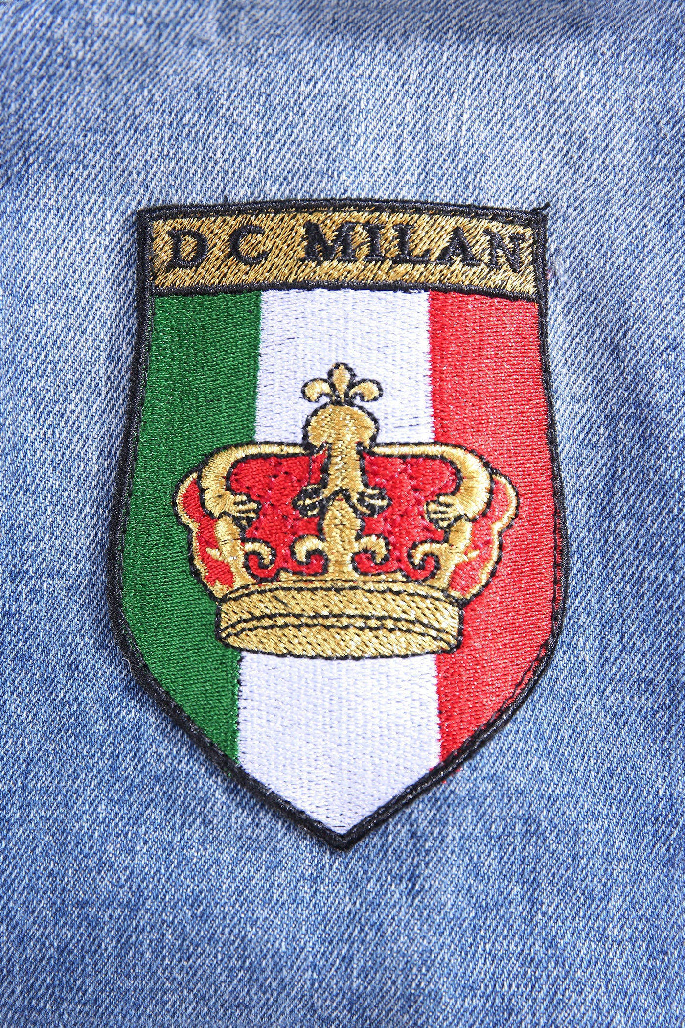 Lucchi Italy Embroidered Medium Blue Classic Denim Jacket