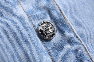 Lucchi Italy Embroidered Light Blue Denim Jacket With Faux Fur