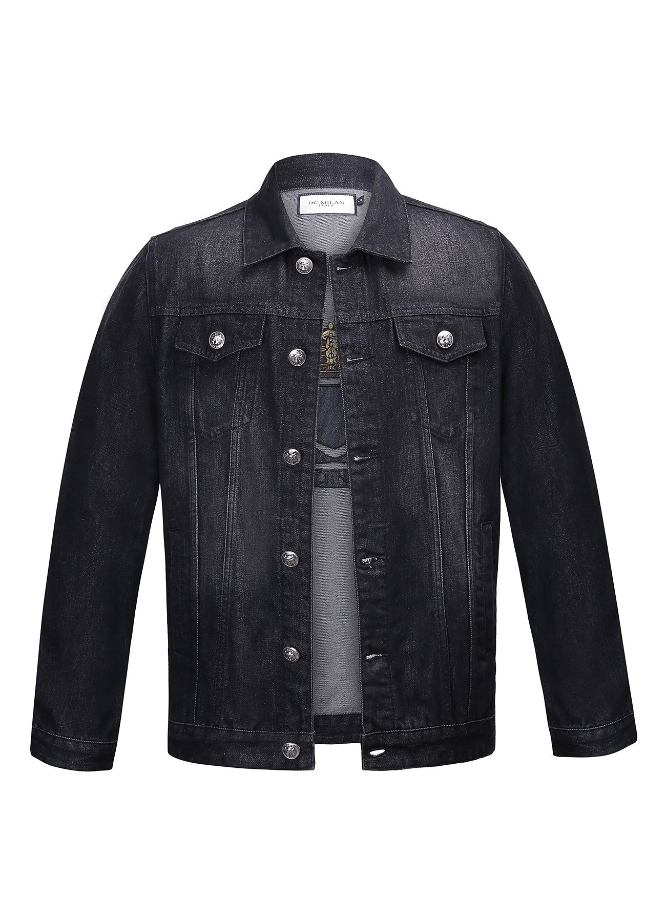 Lucchi Italy Embroidered Black Denim Jacket Classic