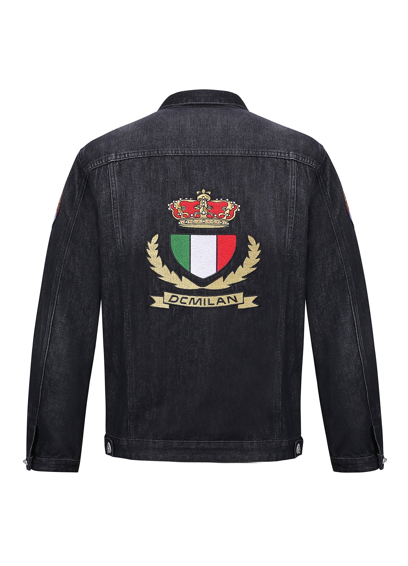 Lucchi Italy Embroidered Black Denim Jacket Classic