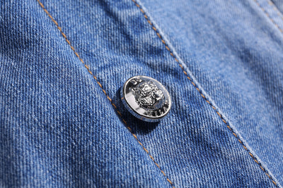 Lucchi Italy Embroidered Light Blue Denim Jacket With Faux Fur