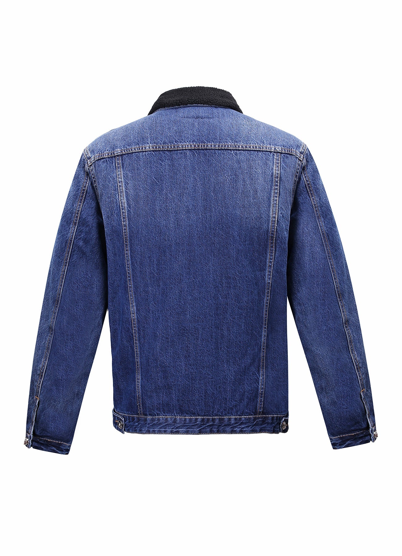 Lucchi Italy Embroidered Dark Blue Denim Jacket With Faux Fur