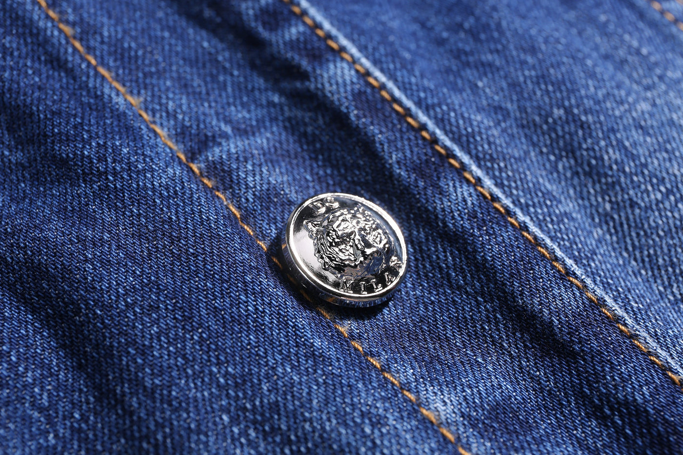 Lucchi Italy Embroidered Dark Blue Denim Jacket With Faux Fur