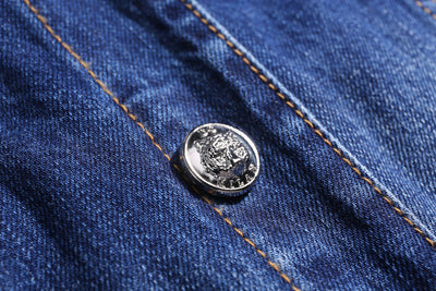 Lucchi Italy Embroidered Dark Blue Denim Jacket With Faux Fur