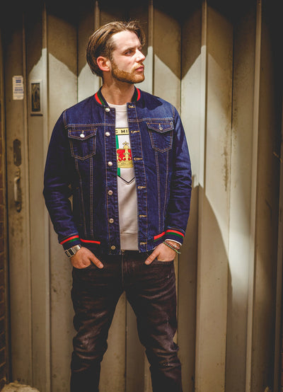 Lucchi Italy Embroidered Dark Blue Classic Denim Jacket