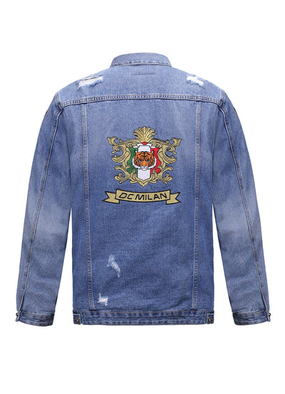 Lucchi Italy Embroidered Light Blue Denim Jacket