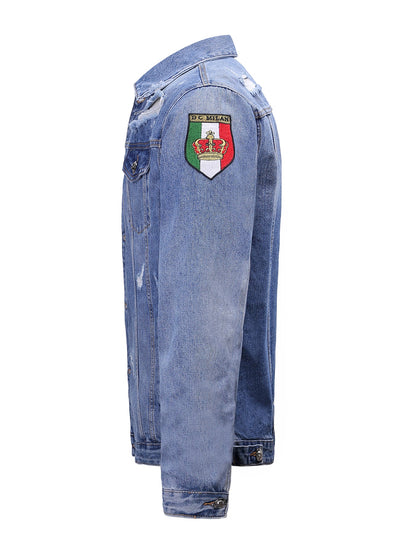 Lucchi Italy Embroidered Light Blue Denim Jacket