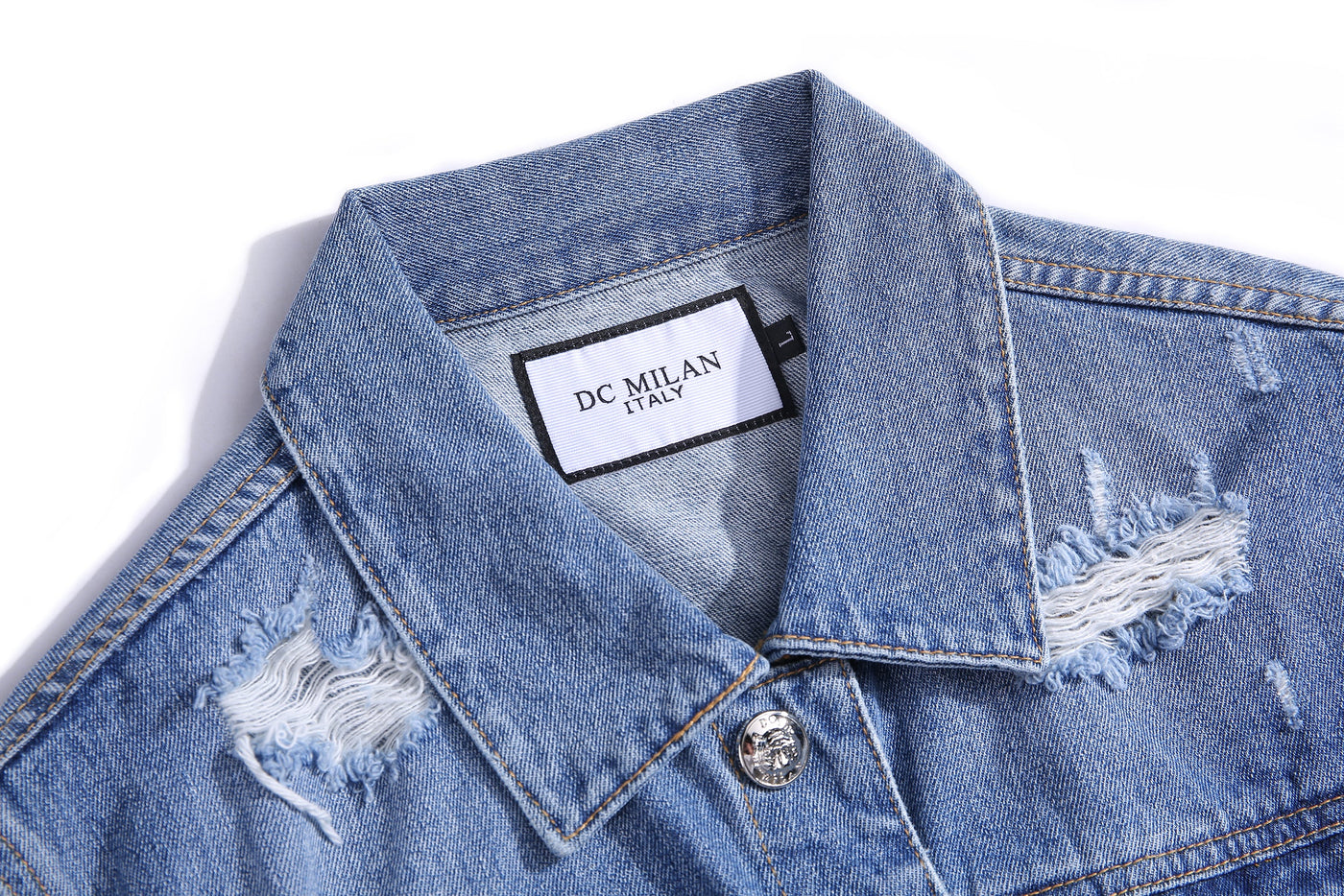 Lucchi Italy Embroidered Light Blue Denim Jacket