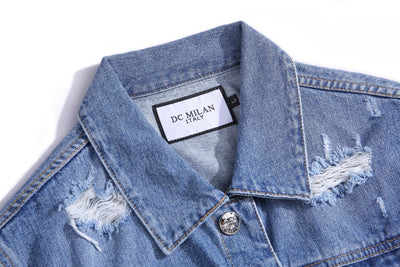 Lucchi Italy Embroidered Light Blue Denim Jacket