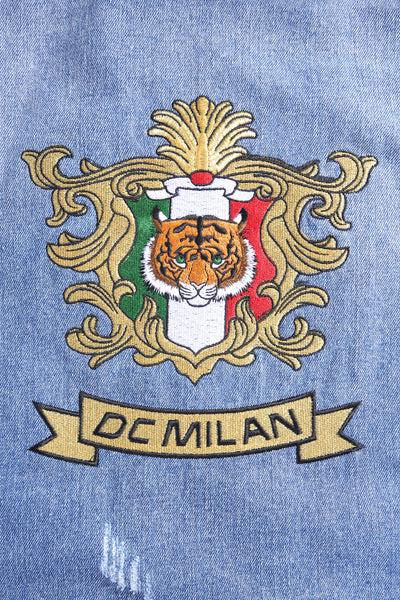 Lucchi Italy Embroidered Light Blue Denim Jacket