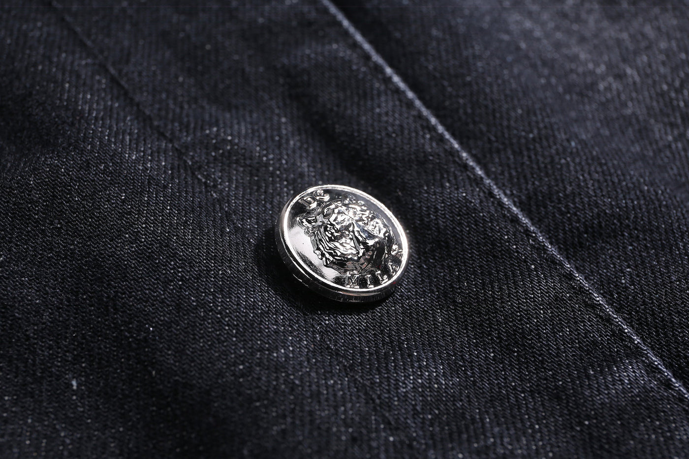 Lucchi Italy Embroidered Black Denim Jacket With Faux Fur
