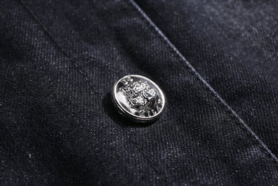 Lucchi Italy Embroidered Black Denim Jacket With Faux Fur