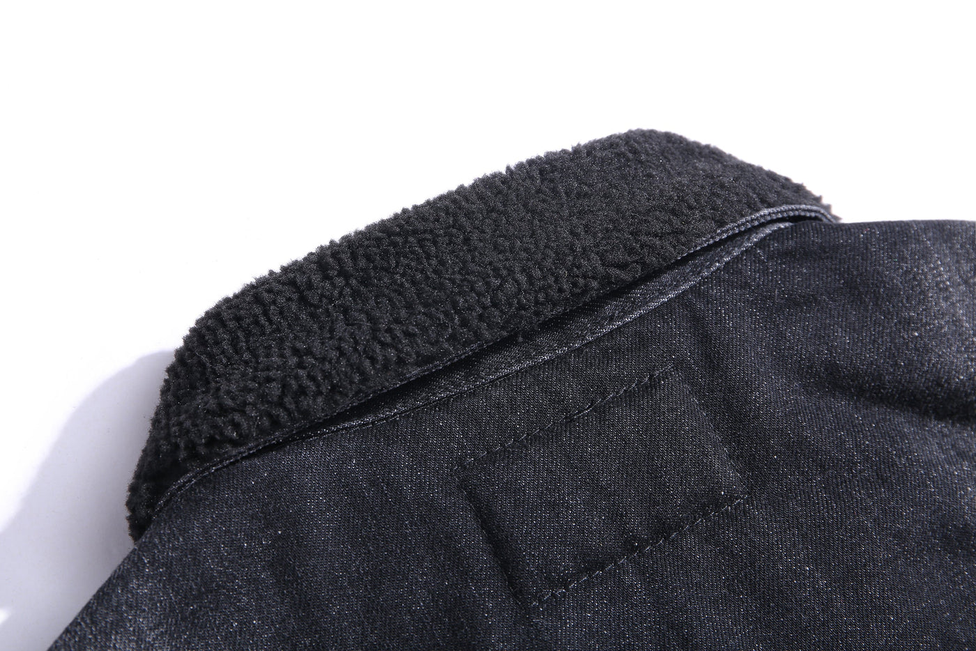 Lucchi Italy Embroidered Black Denim Jacket With Faux Fur