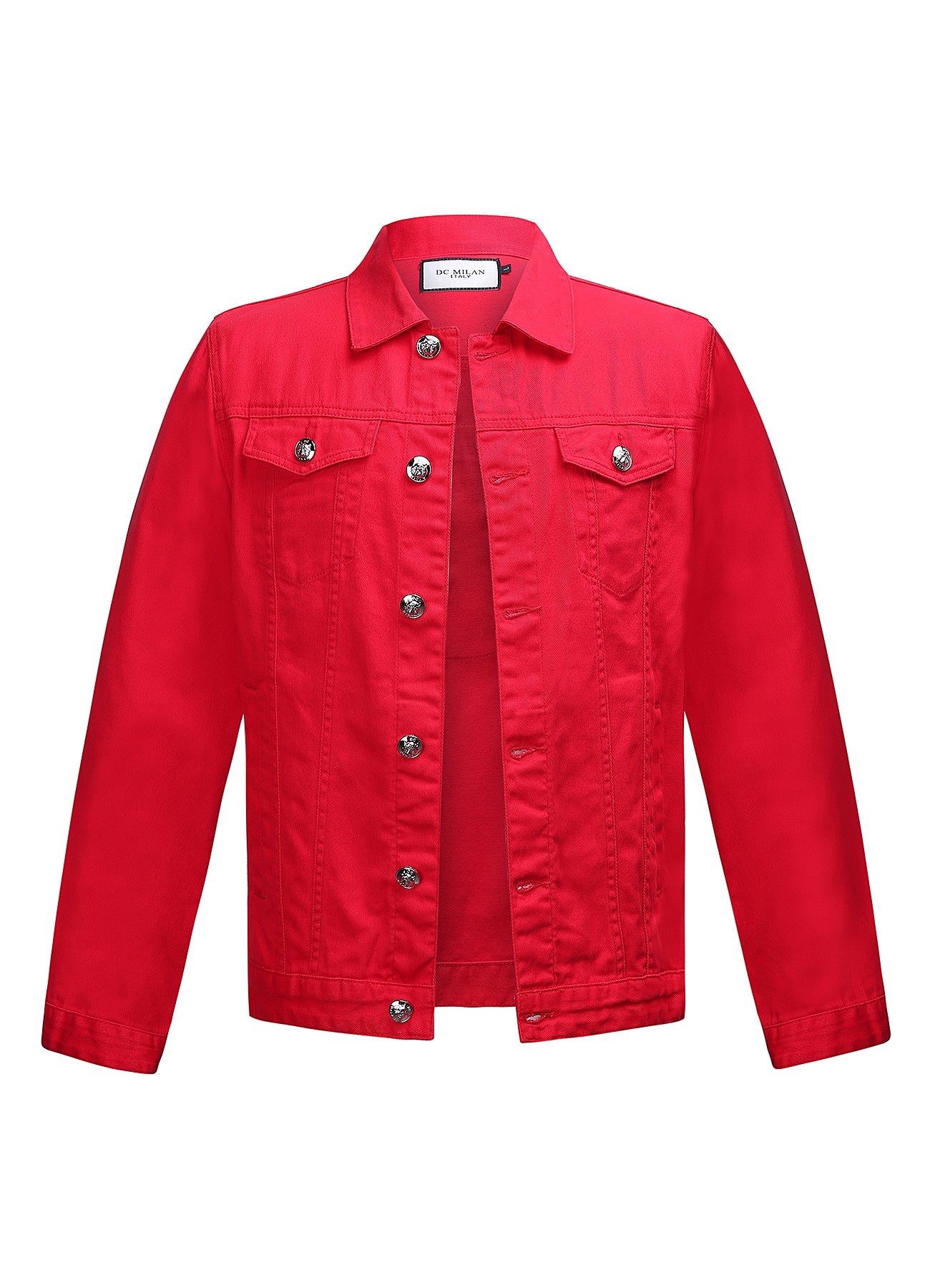 Lucchi Italy Embroidered Red Denim Jacket Classic