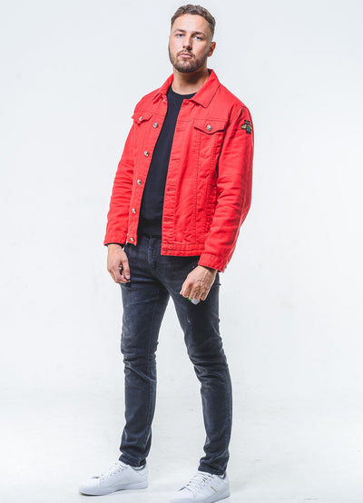 Lucchi Italy Embroidered Red Denim Jacket Classic