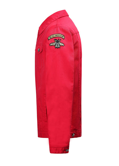 Lucchi Italy Embroidered Red Denim Jacket Classic