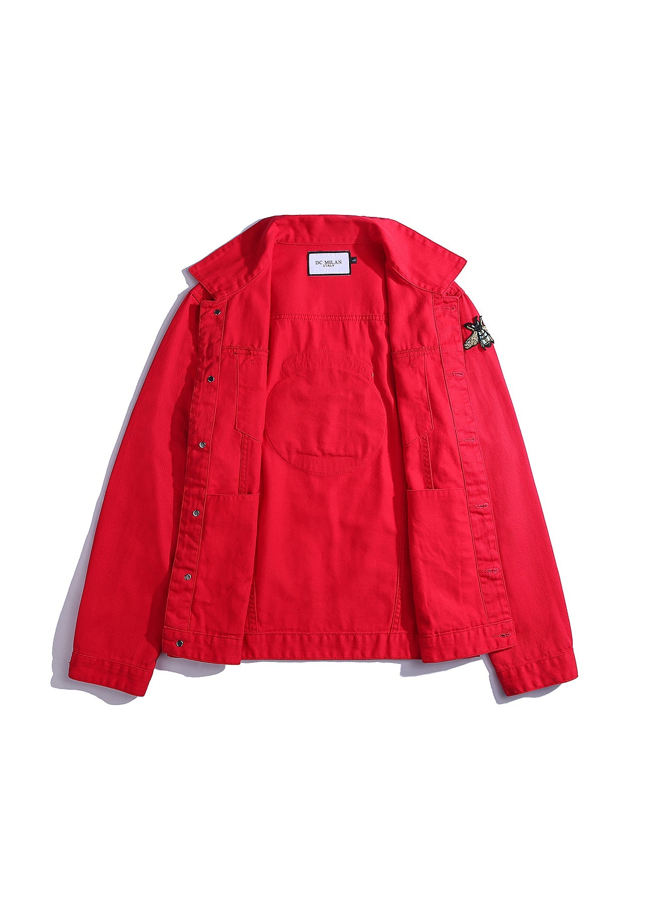 Lucchi Italy Embroidered Red Denim Jacket Classic