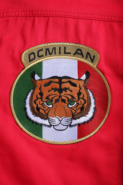 Lucchi Italy Embroidered Red Denim Jacket Classic