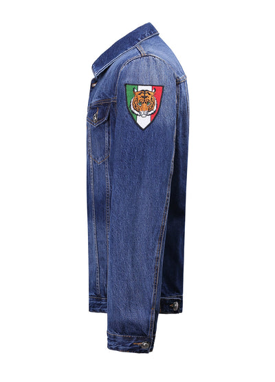 Lucchi Italy Embroidered Medium Blue Classic Denim Jacket
