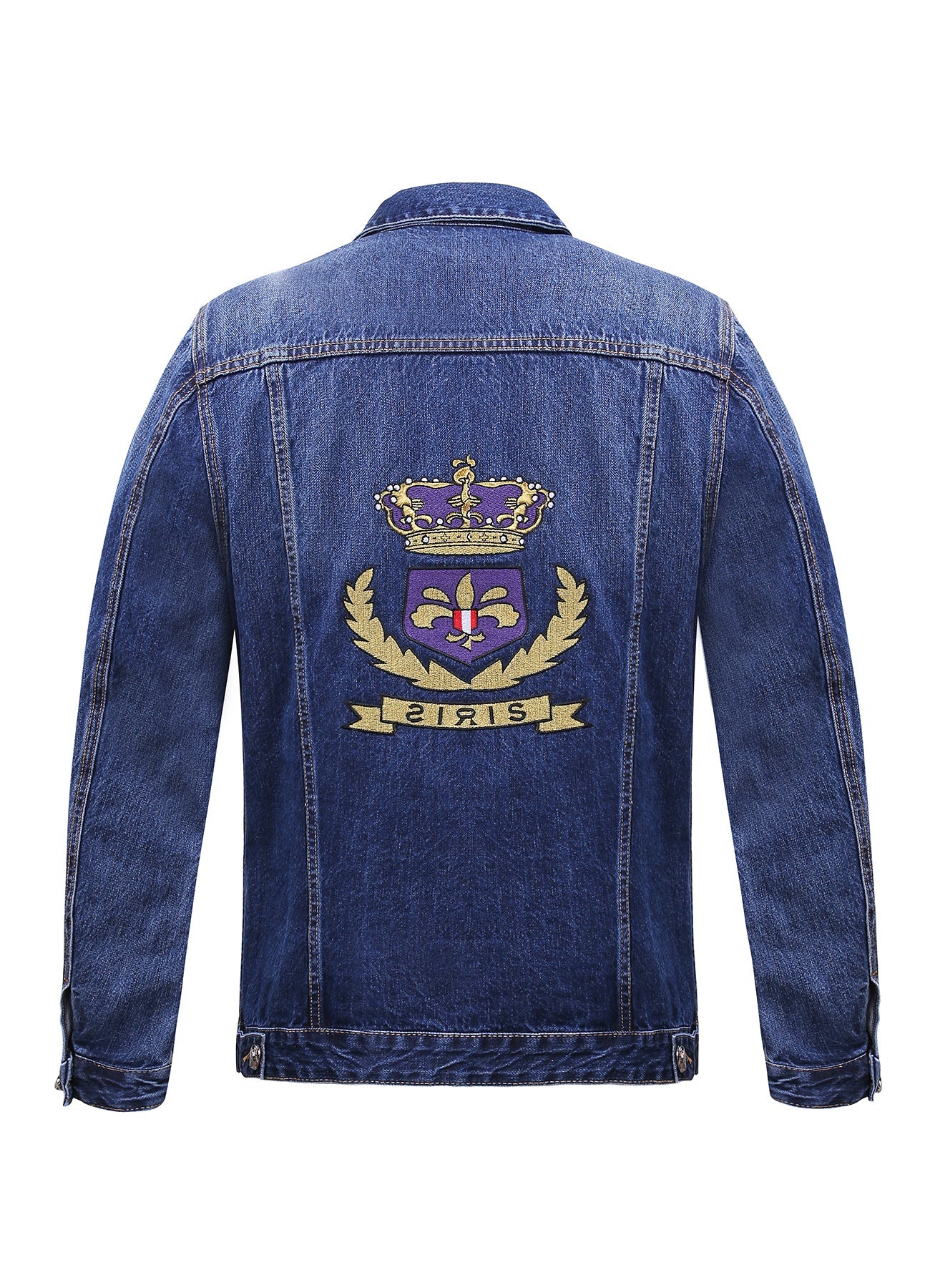 Lucchi Italy Embroidered Medium Blue Classic Denim Jacket