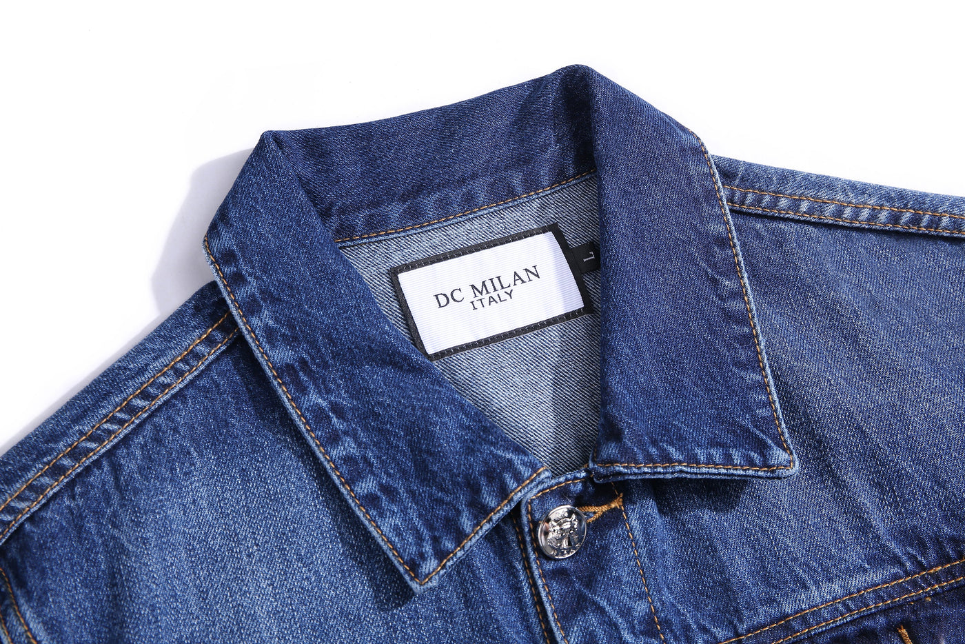 Lucchi Italy Embroidered Medium Blue Classic Denim Jacket