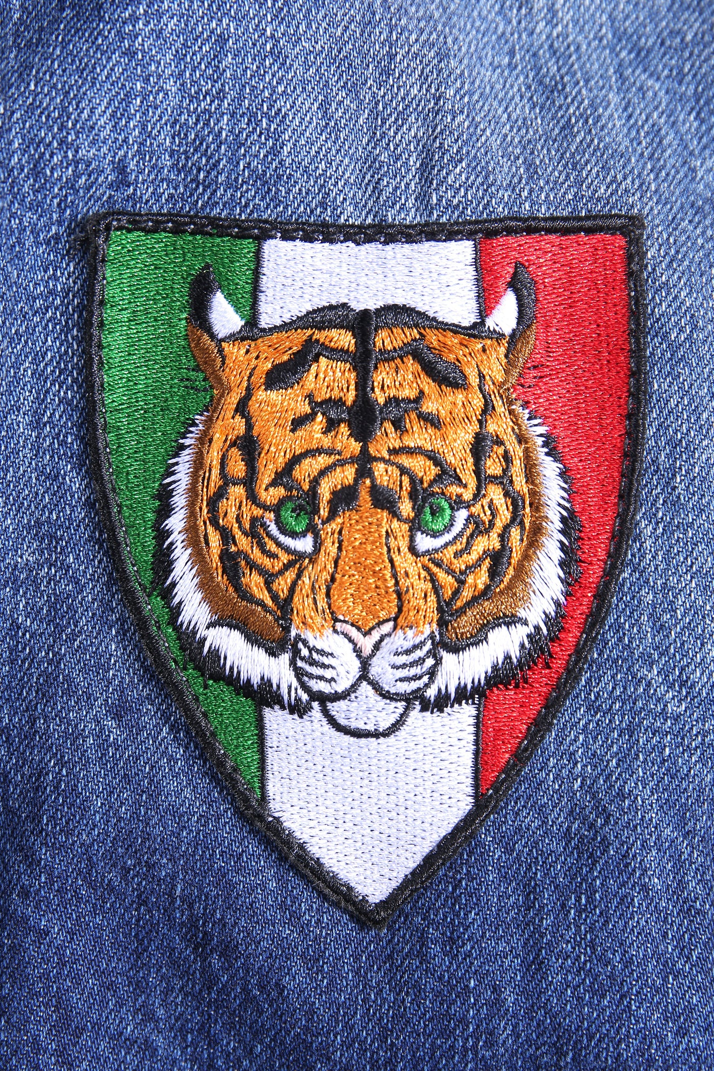 Lucchi Italy Embroidered Medium Blue Classic Denim Jacket