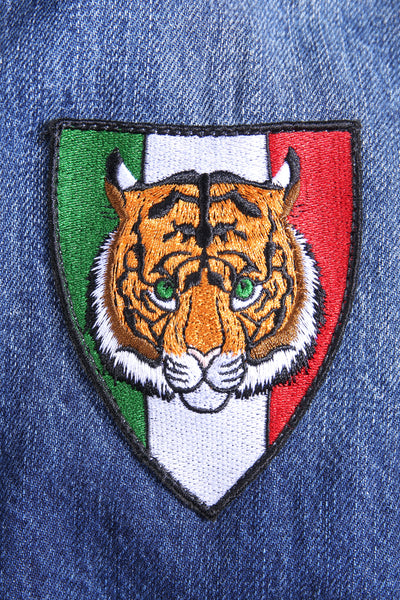 Lucchi Italy Embroidered Medium Blue Classic Denim Jacket