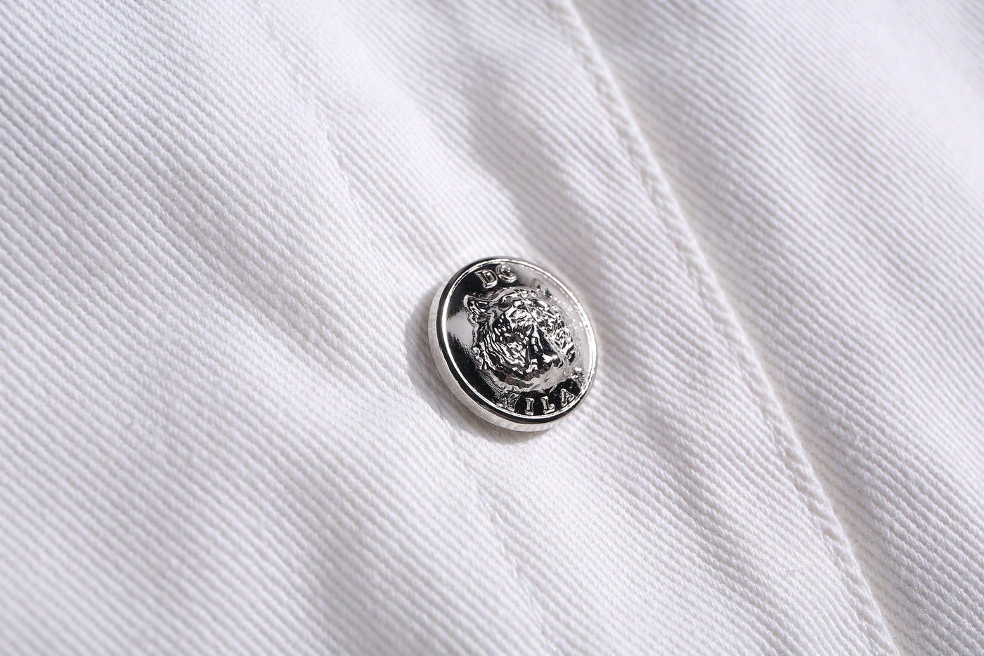 Lucchi Italy Embroidered White Denim Jacket With Faux Fur
