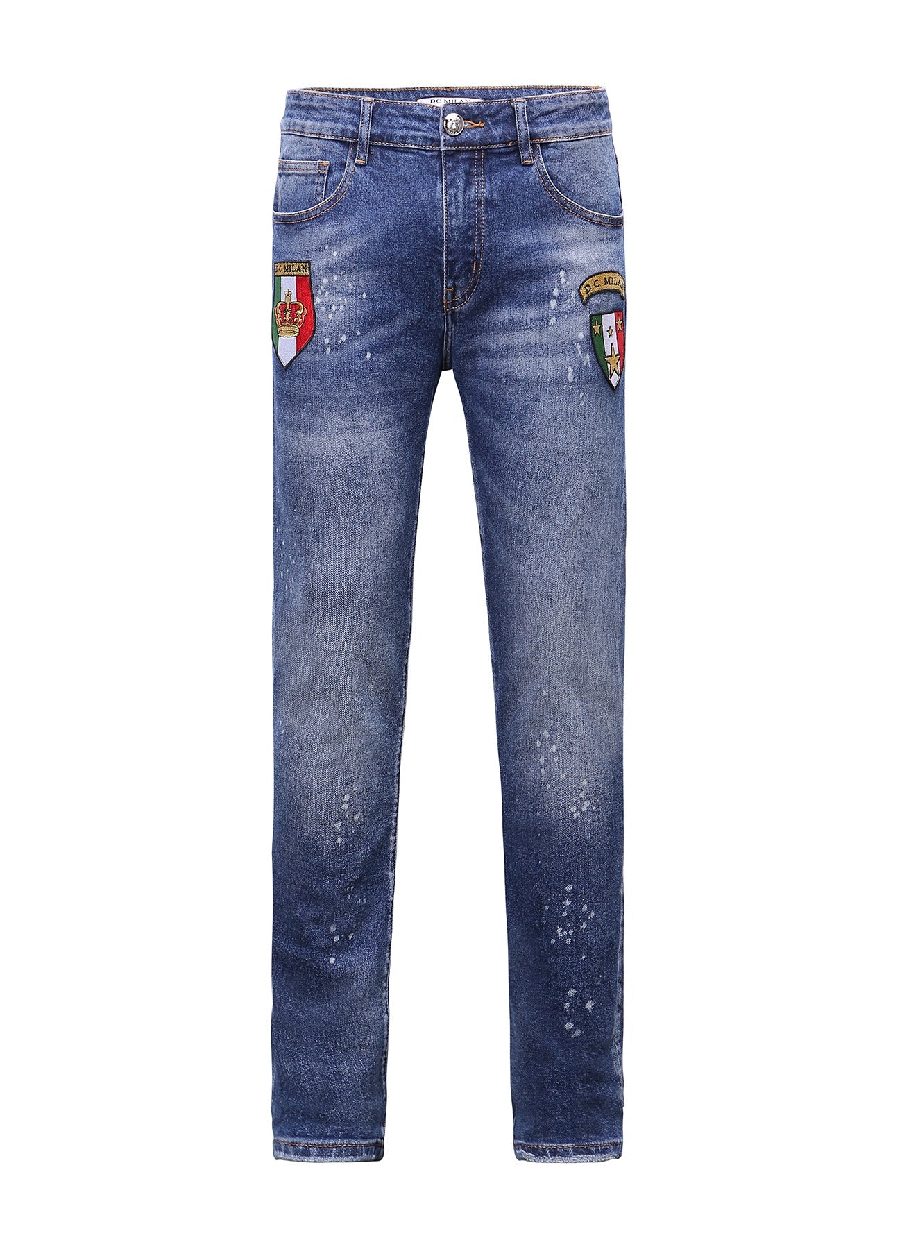 Lucchi Italy Medium Blue Slim-Fit Jeans With 2 Logos