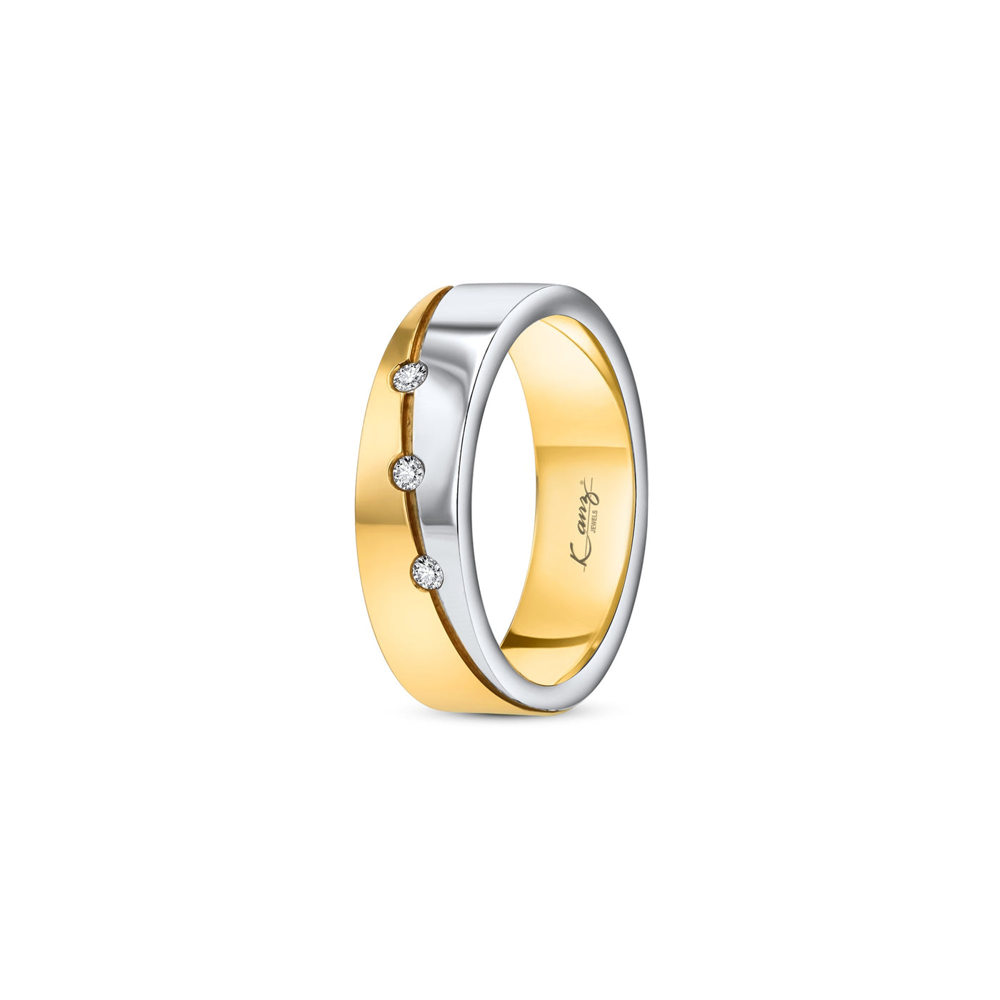 Lucchi Italy 18k White-Gold and Yellow-Gold with Diamonds - Wedding Band Style 1