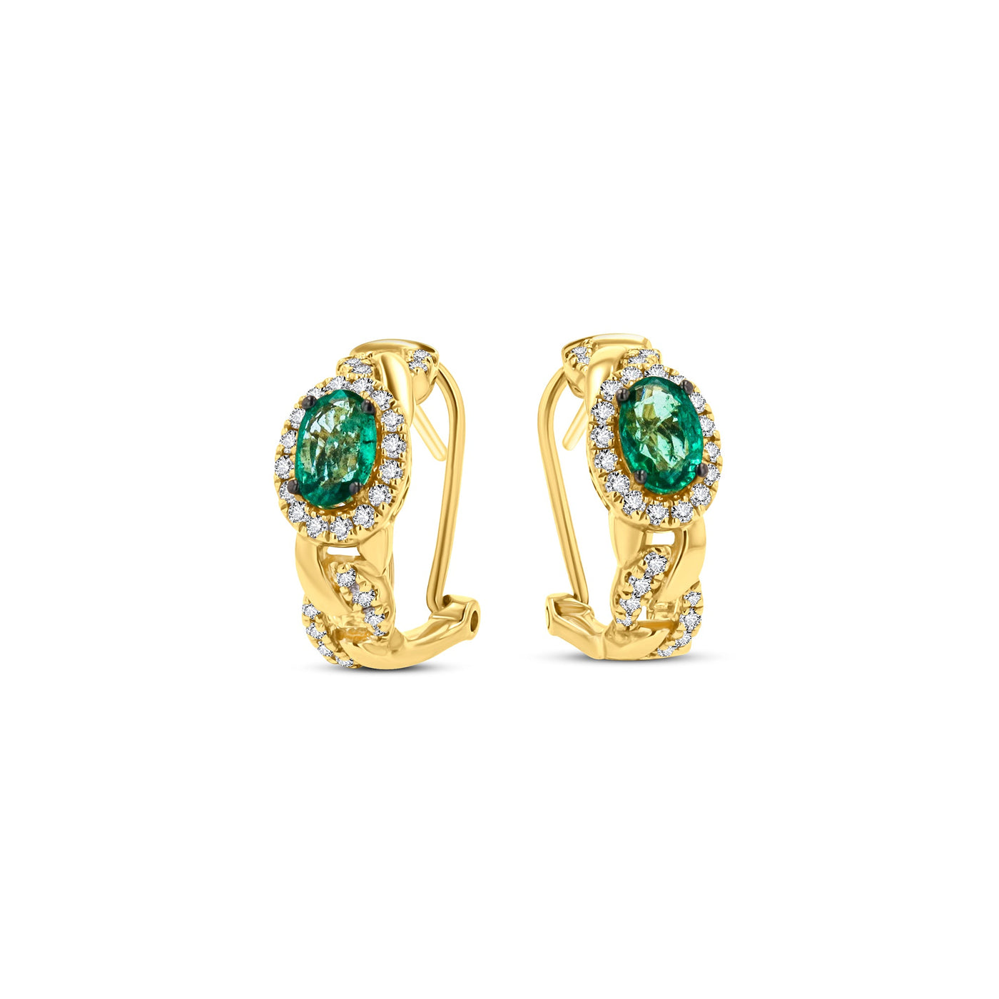 Lucchi Italy 18k Yellow-Gold with Diamonds and Emerald - Earring Style 2