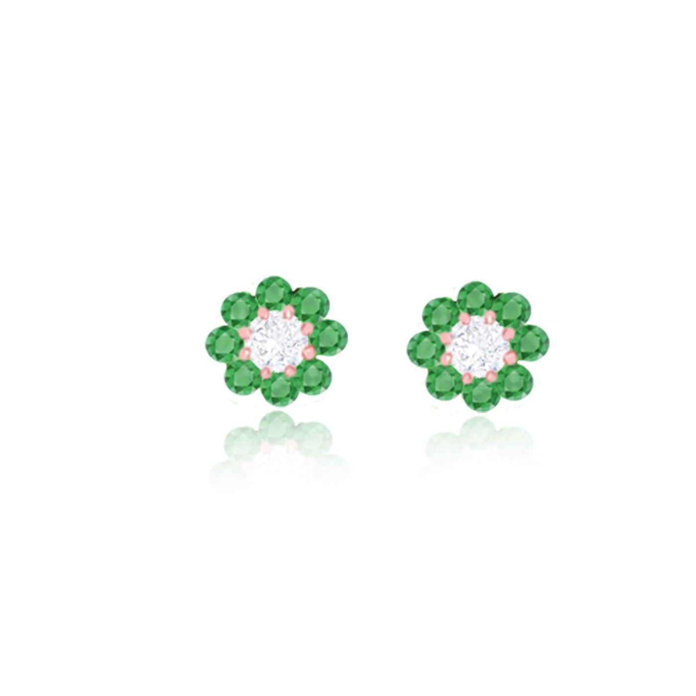 Lucchi Italy 18k Rose Gold with Emerald and Diamonds - Earring Style 5