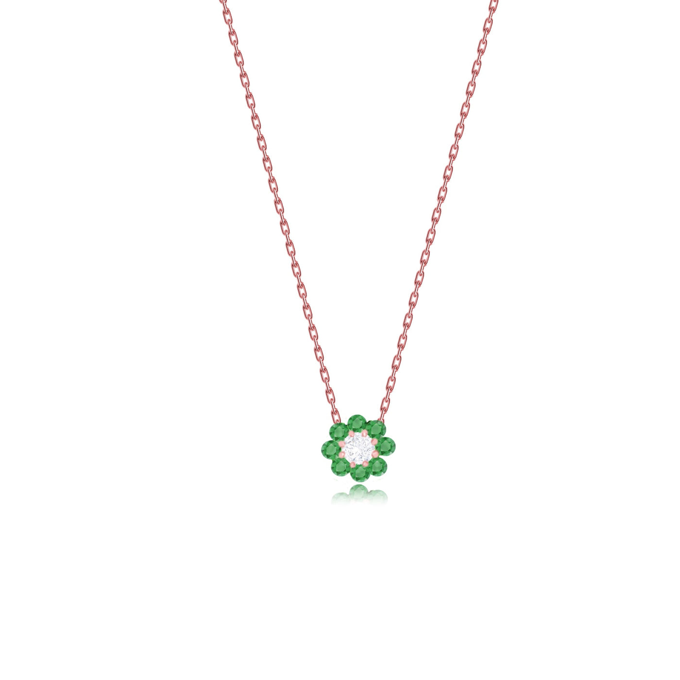 Lucchi Italy 18k Rose Gold with Emerald and Diamonds - Necklace Style 2