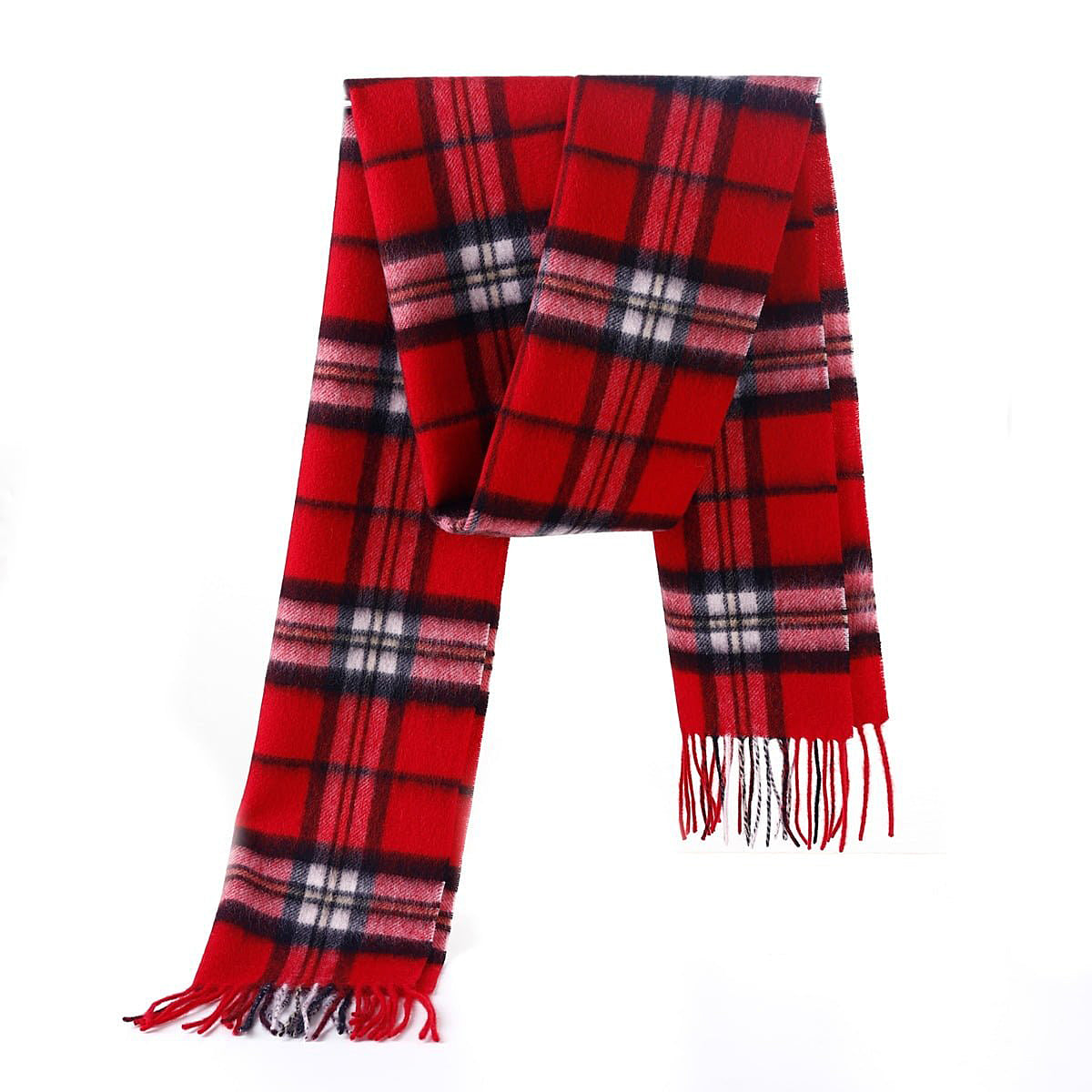 Lucchi Italy 100% Pure Cashmere Scarf Scottish Thomson Red Check Design